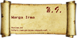 Warga Irma névjegykártya